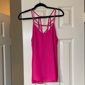 J.O.A. Hot Pink Strappy Lattice-Back Camisole